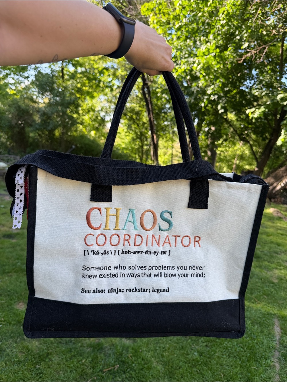 Chaos Coordinator Canvas Tote Bag - Black & Cream